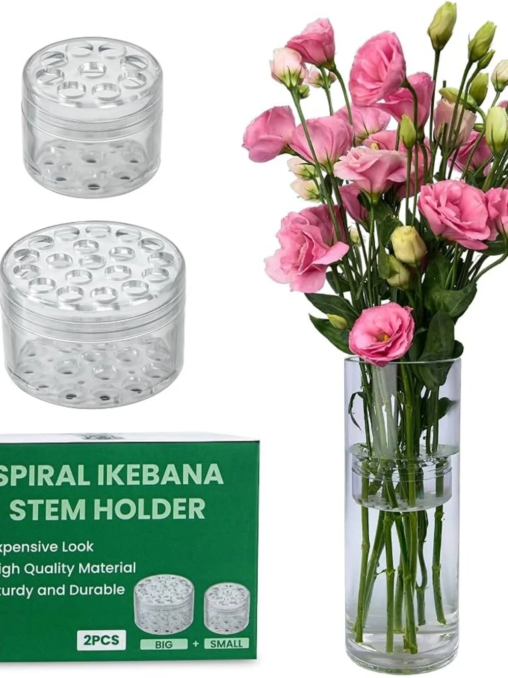 GOKOZIKI 2 Pieces Clear Spiral Ikebana Stem Flower Bouquet Arrangement Holder